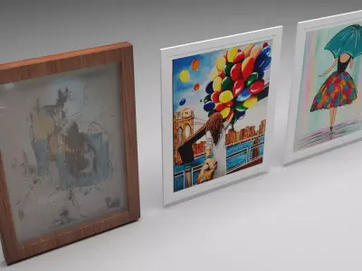 Framed Pictures Set 3D model