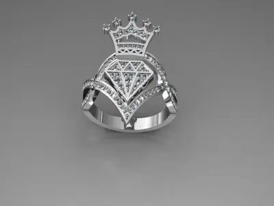 ring diamond and crown   3D print model