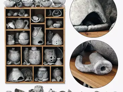 Dishes clay splinter old n3 3D model