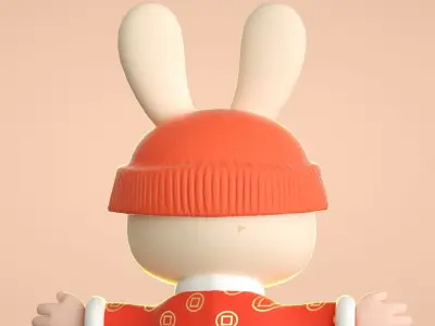 cartoon new year rabbit 3D model