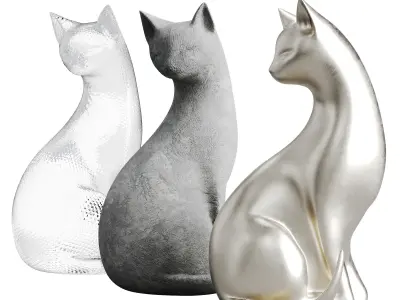 Cat Sculpture Low-poly 3D model