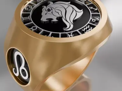 Leo zodiak symbol ring 3D model for 3D printing 3D print model
