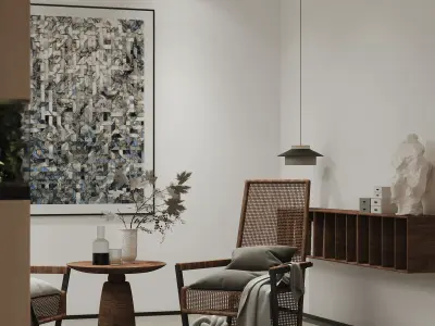 Modern living room dining room interior scenes 512 3D model
