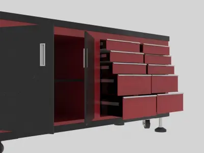 Workshop Service Trolley set 3D Model Collection