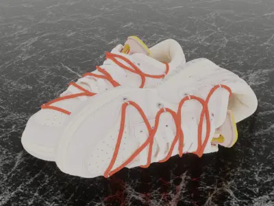 OFF WHITE X NIKE SB DUNK LOW PINK 3D SHOES Low-poly 3D model