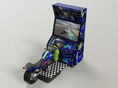 Arcade Coin Operated Bike Game Low-poly 3D model
