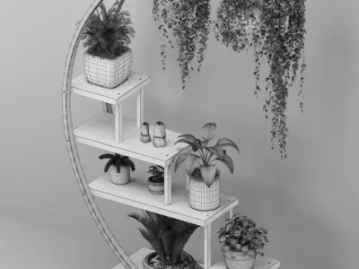 Half moon plant stand 3D model