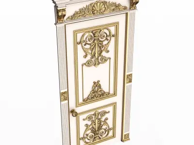 Carved Door Classic 0902 White Low-poly 3D model