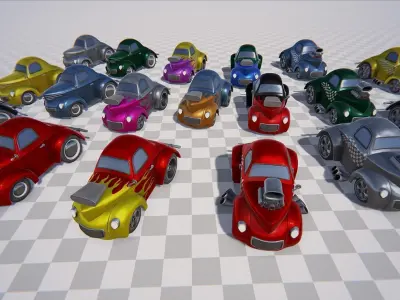 Cartoon Hot Rod Coupe PBR Low-poly 3D model