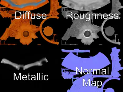 Ornate Terracotta Pot D Model Pack Low-poly 3D model