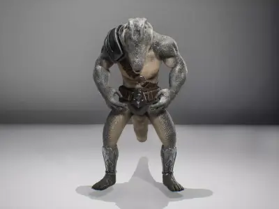 anthropomorphic crocodile for unity and UE4 Low-poly 3D model