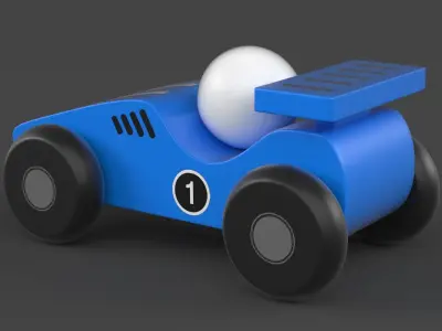 Wooden Race Car 3D model