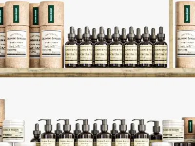 Rack in a beauty salon with luxury cosmetics 3D model