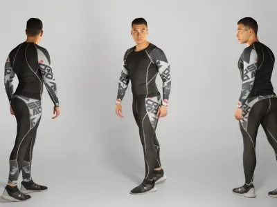 Athletic man in crossfit uniform 199 Low-poly 3D model