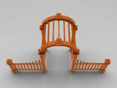 Arbor 4 wooden arched gate 3D model
