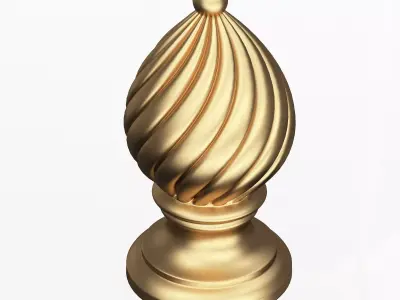 Carved Finial Knob 02 Low-poly 3D model