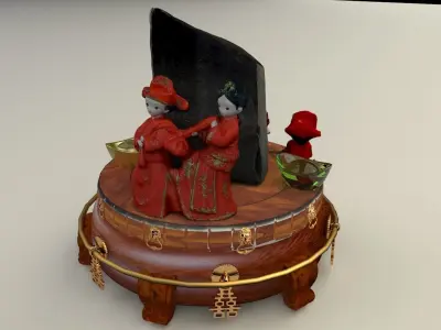 Chinese wedding dolls 3D model