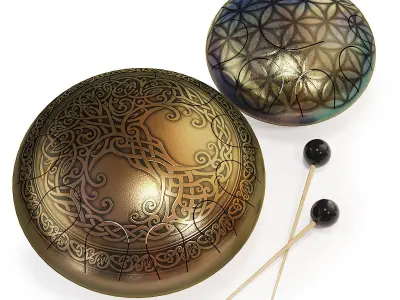 Decorated Steel Tongue Drum 3D model