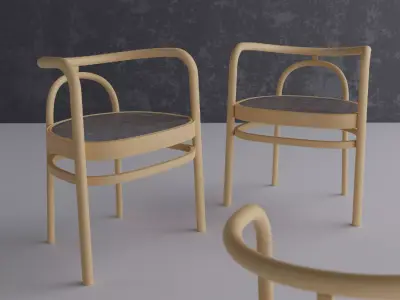 Wooden Chair with Fabric Seat Free 3D model