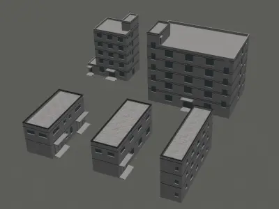 Building-Low set of buildings 3D model