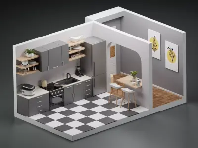 Kitchen isometric 3D model