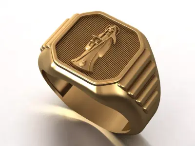 Holy Death Ring Mens Style Santa Muerte Gothic Gents Ring 3D print model