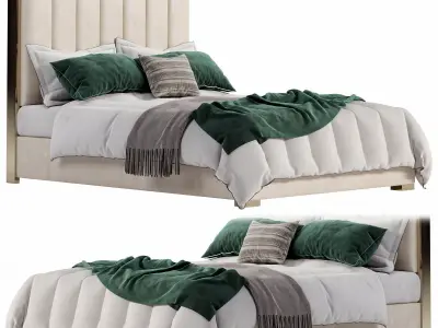 Faux Leather Bed By Homary 3D model