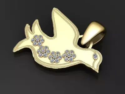 gold bird pendant 3D printable model 3D print model