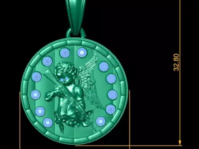 Luxury Angel Guardian Medallion Pendant 3D print model