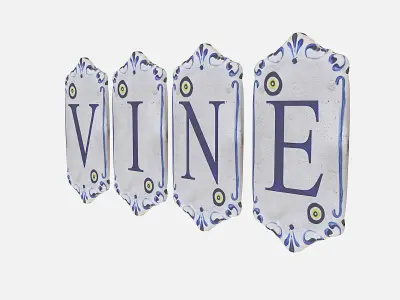 old stone vine sign Low-poly 3D model