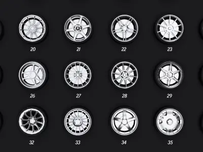 Collection Of 100 Premium Lowpoly Tires Low-poly 3D model