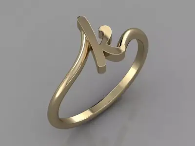 Alphabet Ring K 3D print model