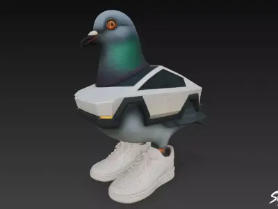 Piccione Macchina - Italian Brainrot Low-poly 3D model