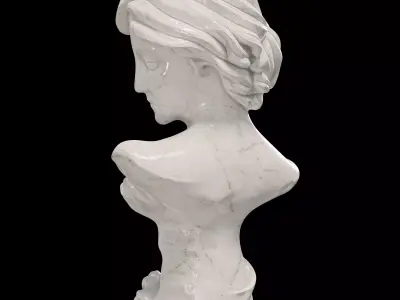Exquisite Neoclassical Woman Marble Bust 3D model