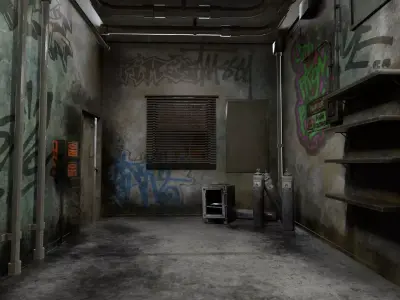 The old  Horror Room 6 Low-poly 3D model