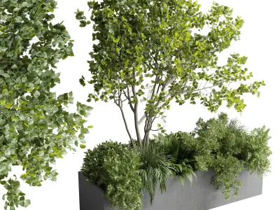 Outdoor plant box 146 garden concrete dirty box pot Low-poly 3D model