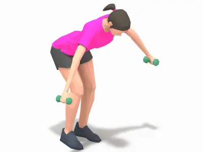 Bend Over Raises  Exercise Woman Animation Low-poly 3D model