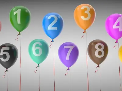 Number on Balloons Low-poly 3D model