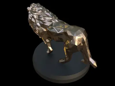Steampunk Lion Low-poly 3D model