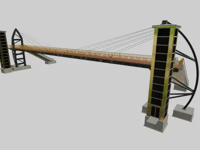 Steel Pedestrian Bridge-Elevator-Escalator-Sailing Type-21 3D model