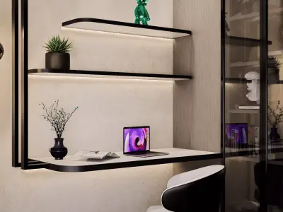 MODERN LIBRARY ROOM WITH MINIMALIST TOUCH 3D model