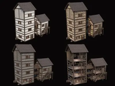 Medieval Village Pack 3 - 4 Assets - 4K Textures Game Ready Low-poly 3D model