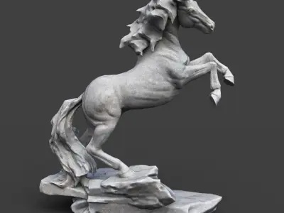 Low poly Horse Statue 220528 Low-poly 3D model