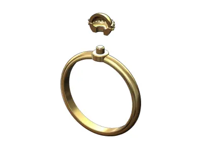 Diamond 6mm gold ball ring US size 5to9  3D print model