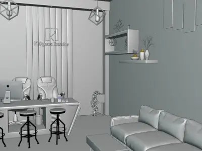 Office interior design 3D model purchase