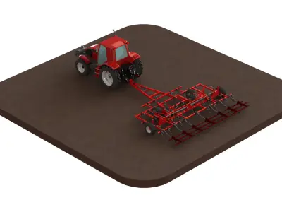 WG 0038 - Field cultivator 6m Low-poly 3D model