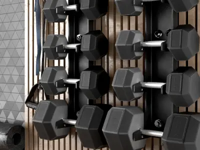 Home Gym Yoga Fitness Decoration Set 051 3D model