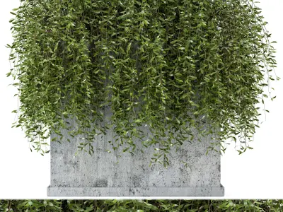 Outdoor Plants in rusty Concrete Pot - Set 8 3D model