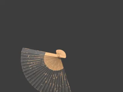 Black Wooden Handheld Fan Low-poly 3D model