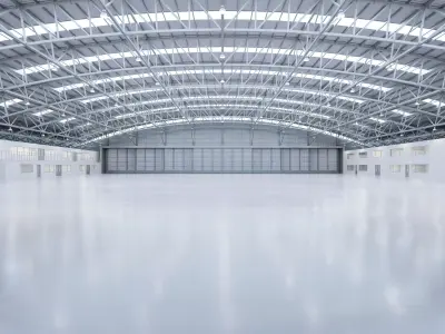 Airplane Hangar Interior 8b Low-poly 3D model